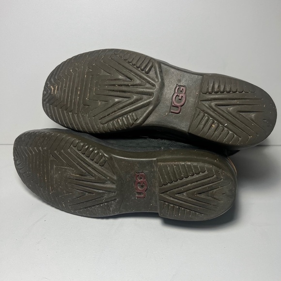 UGG Simmens Women's 8.5 Leather and Flannel Black Buckle Biker Boots - Picture 2 of 6